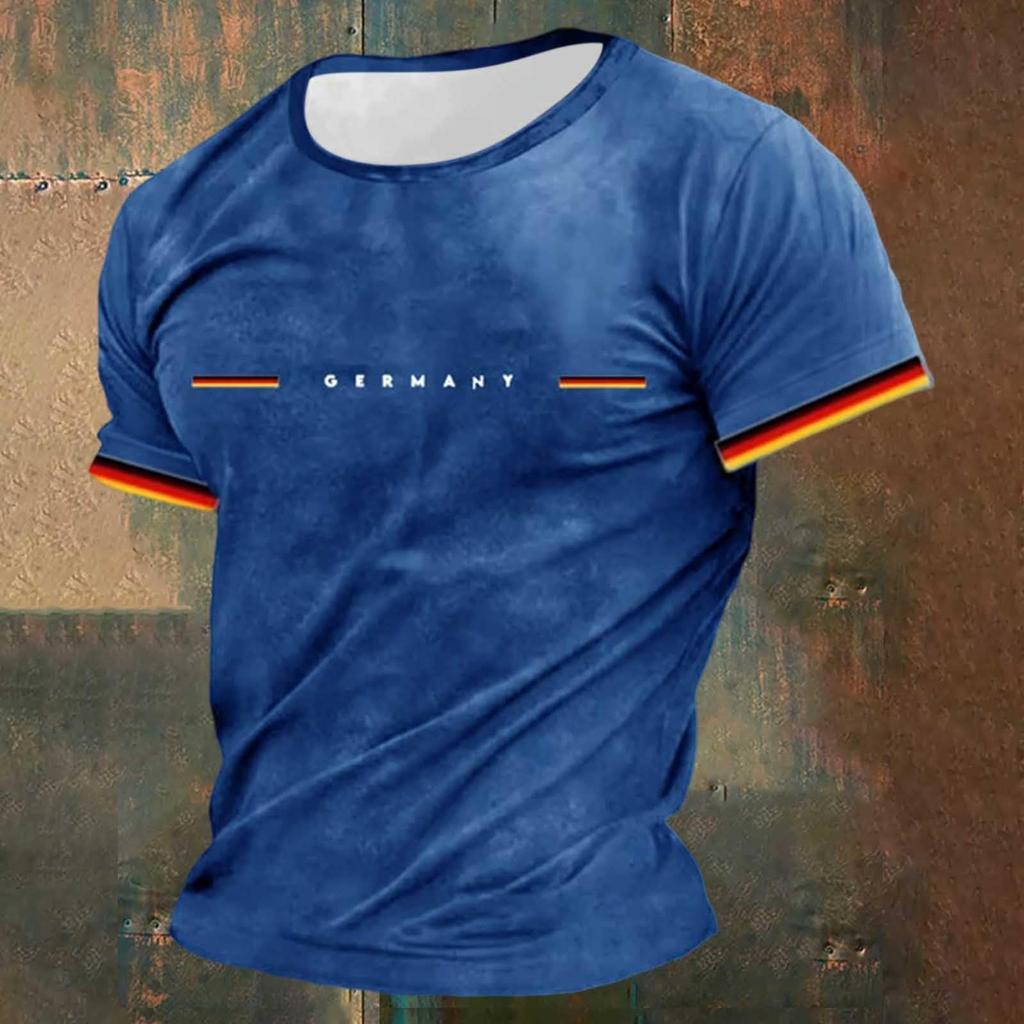Men's Short Sleeve Crew Neck T Shirt with Soccer Player Print Germany Themed Casual Top for Sports and Daily Wear