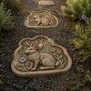 Garden Walkway Paver Reusable Rabbit Stepping Stone Mold, Concrete Cement Casting Mold for DIY Handmade Flagstone Maker Decor, Silicone Path