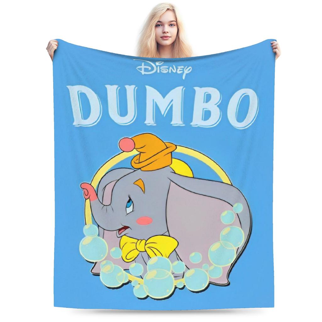 Dumbo Cartoon Blankets Velvet Spring Autumn The Flying Elephant Portable Warm Throw Blanket for Sofa Travel Plush Thin Quilt