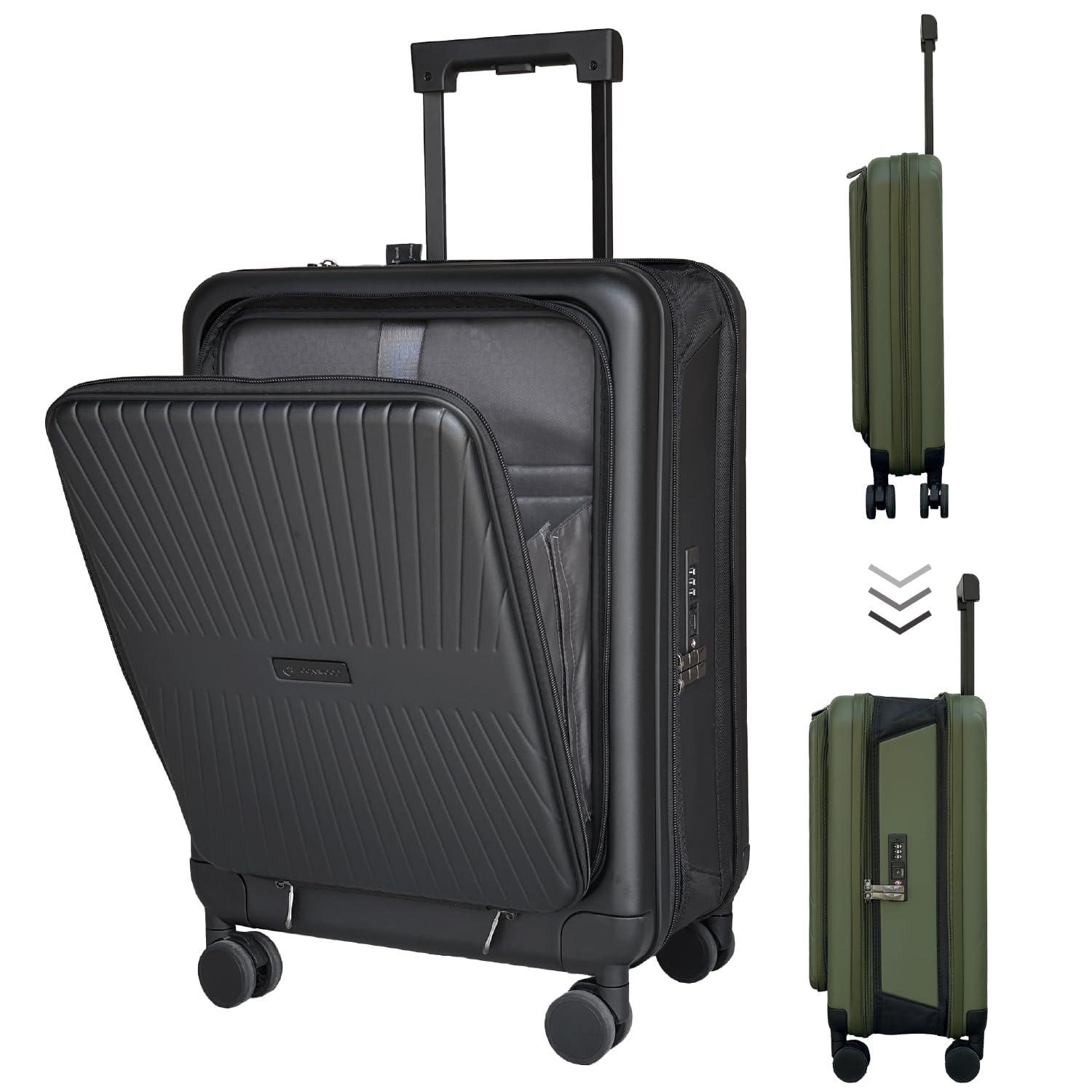 

Mirx Hard TSA Подходит для S и M 20 Складной Чемодан Милый и Идеальный для Школьного Выпускного и Заграничных Путешествий Ручная Кладь с Фронтальным Открытием, Складной, чёрный