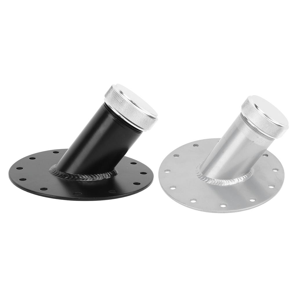 45 Degree Fuel Cell Filler Neck with 12 Bolt Steel Base Aluminum Cap 1.5in Inner Diameter