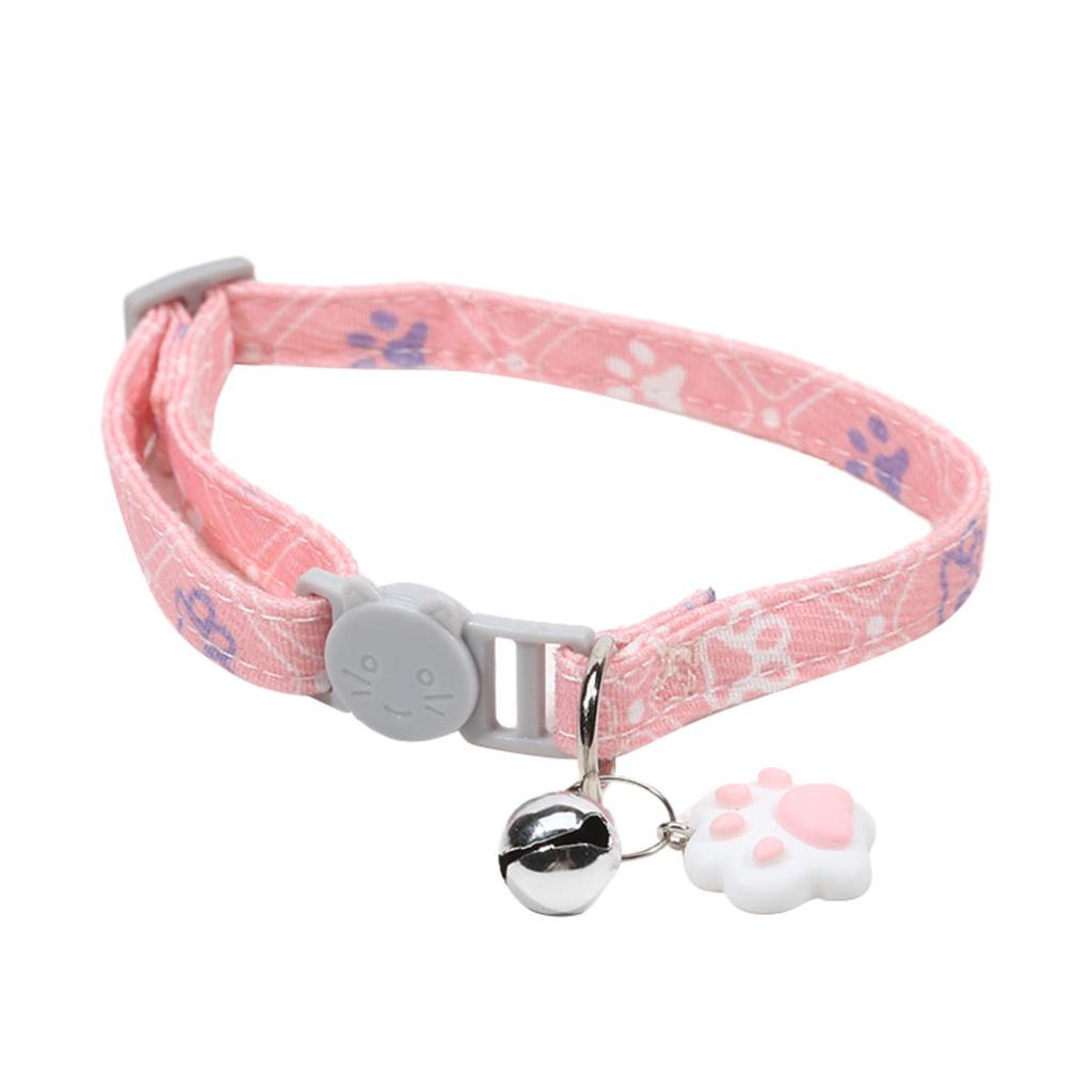 Cute Neck Pet Collar with Bell for Small Dogs Puppy Kitten Stuff Things Accessories Adjustable Footprint Cat Breakaway Collar