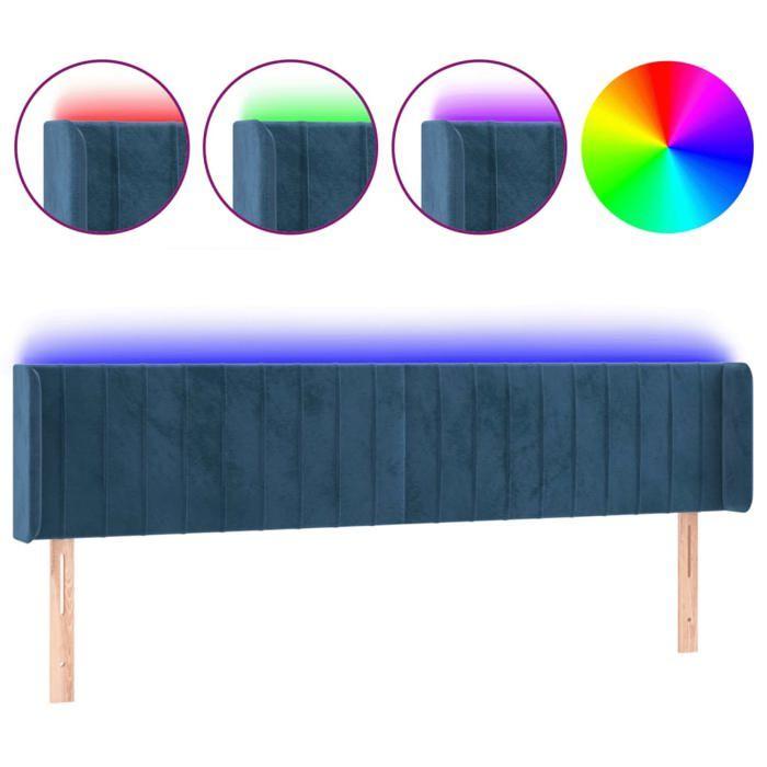 VidaXL Tête de Lit à LED Meuble de Chambre à Coucher Accessoire de Lit Double Tête de Cadre de Lit Intérieur Bleu Foncé 3123544