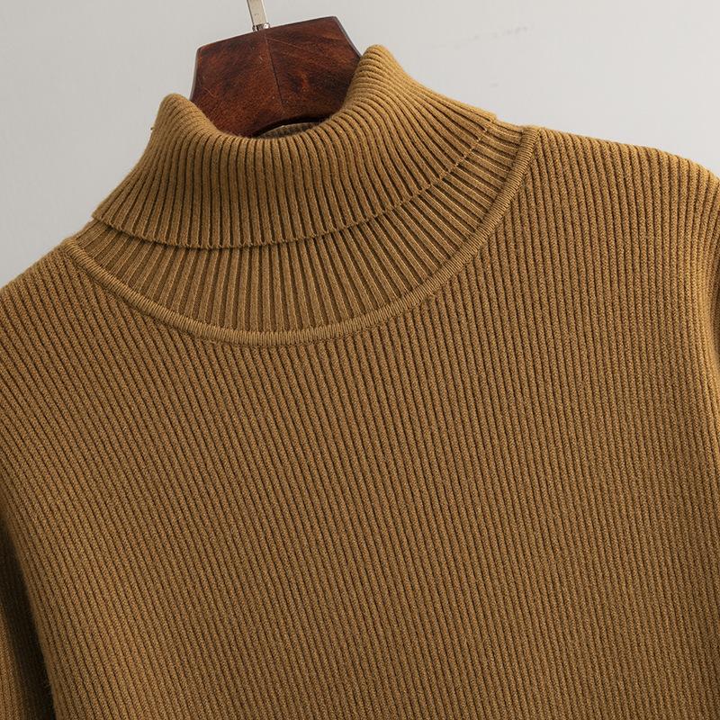 Woman Autumn And Winter Long And Medium Length Dress Loose Velvet And High Neck  Solid Color Wool Dress