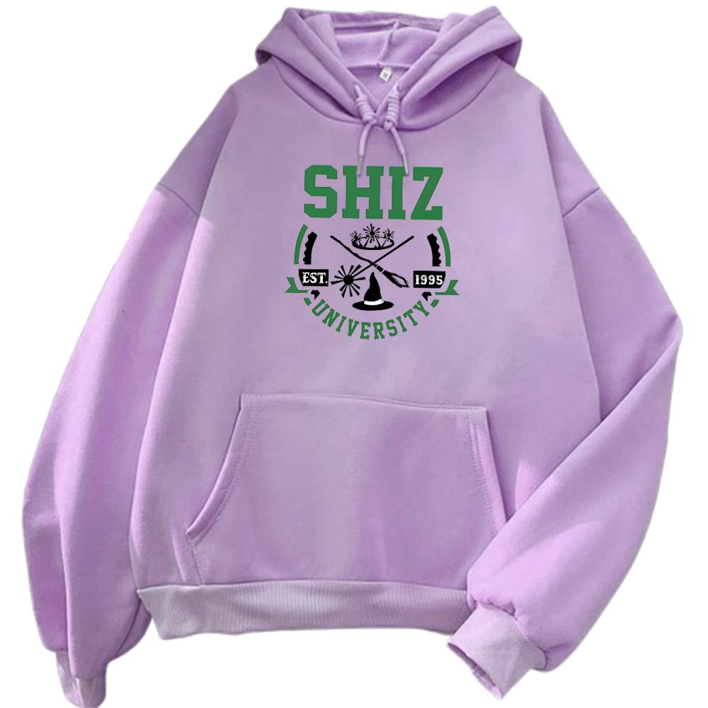 Bluzy Shiz University Nadruki Wicked Movie Damskie Męskie Bluzy Sudadera Pulowery Bluza z Kapturem Zimowa Ciepła Polarowa Odzież Unisex