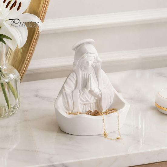 Rosenkranzhalter für Gebet Statue Unsere Liebe Frau von der Gnade, Halter für die Jungfrau Maria, Figur der Seligen Mutter, Katholisches Religiöses Heim-Mittelstück Dekoration Altar