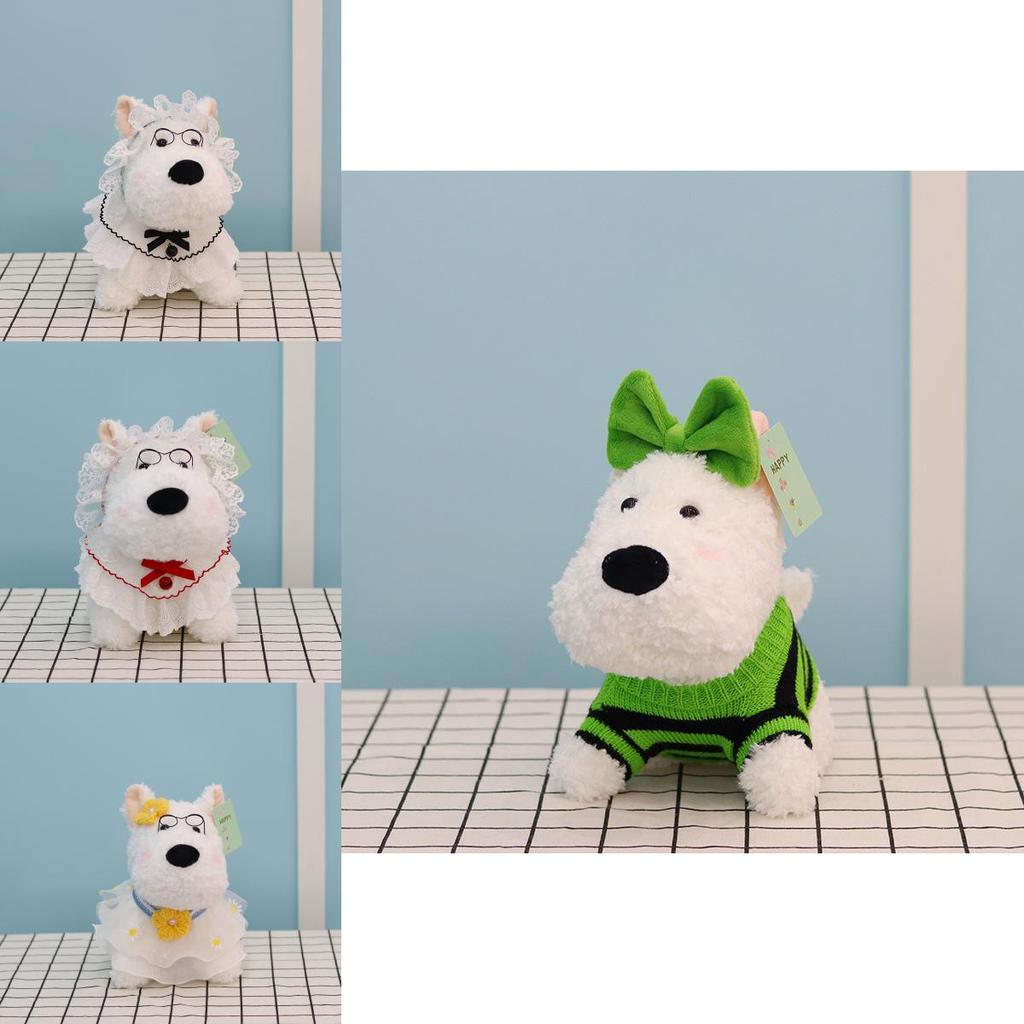 West Highland Terrier Plush Toy Doll In Dress Made Of Soft Pp Cotton For Kids Birthday Gift