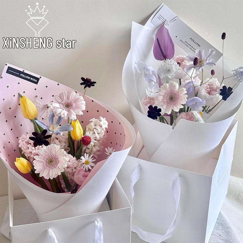 Korean Polka Dot Floral Gift Wrapping Paper - DIY Exquisite Bouquet Paper