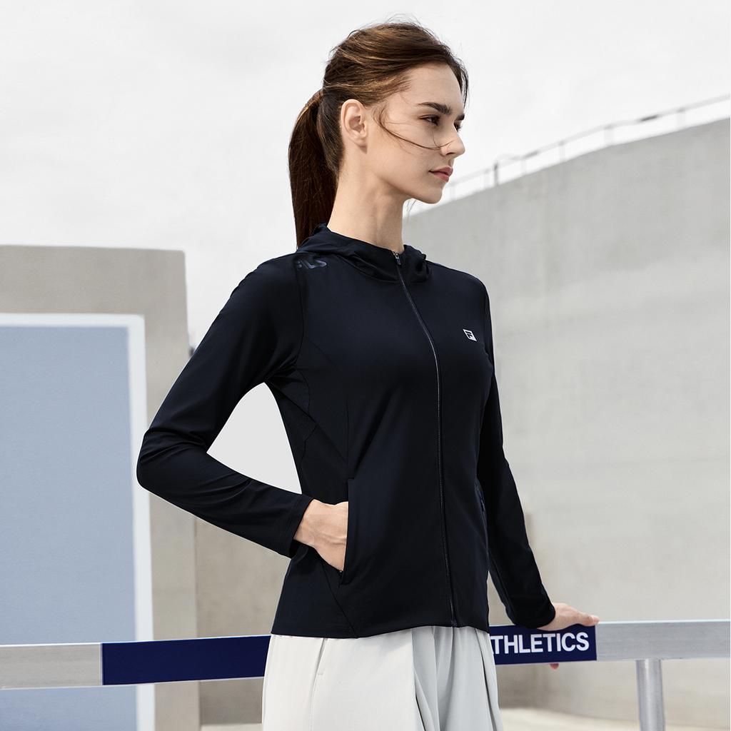 FILA Athletics Fitness Breathable Quick-Dry Ultra-Light Lightweight Casual Hooded Jacket Women jackets Dark-Blue A11W431505F-NV