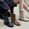 Korean Version of Temperament Thick-soled Short Tube Thin Boots Women's 2025 Autumn and Winter New Design Knight Short Boots