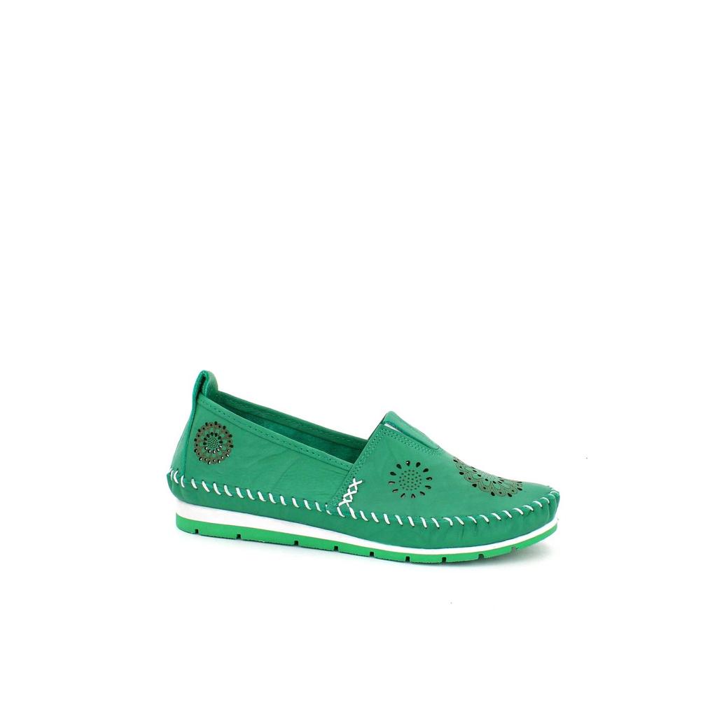 Damenmode Echtleder New Beige Leder Flats Freizeitschuhe