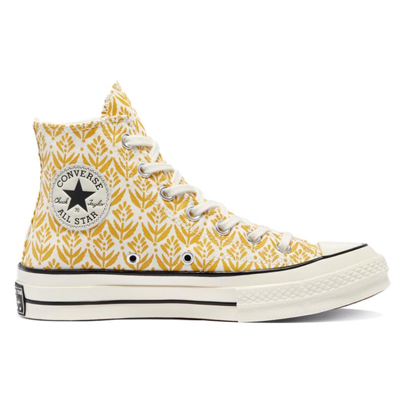 Converse Chuck Taylor All Star Trendy High-Top Canvas Shoes Women's Pale Yellow and White Print