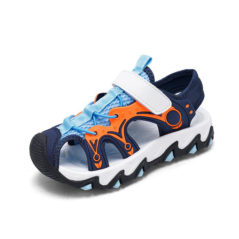 Childrens Sandals Summer Closed Toe Breathable Anti Slip Outdoor Beach Shoes Boys Mesh Lightweight Hollow Flat Walking Sandals