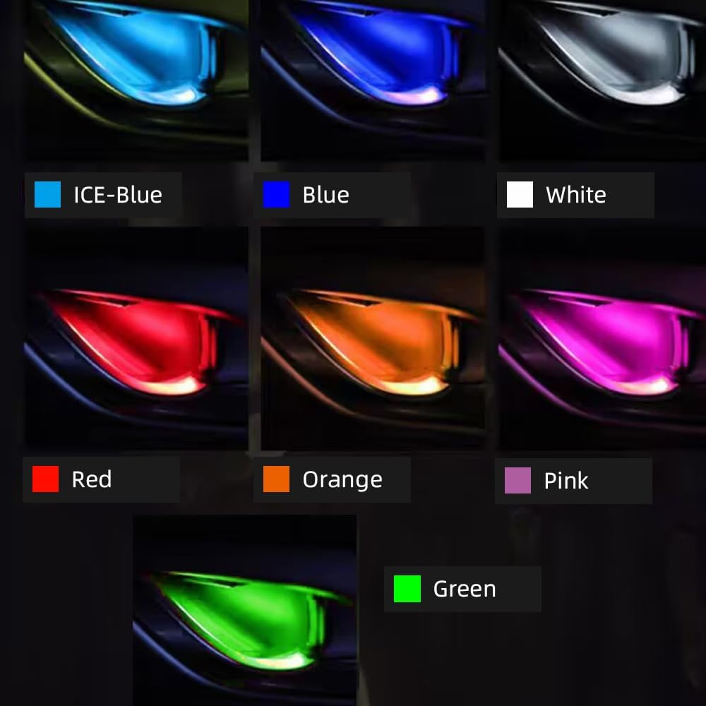 4pcs Red Car Door Light,Flush Mount 12V LED Light for Bumper Grille Cars Interior Dash Ambient Lighting Motorcycle Door Bowl Lamp LED Indicator Light