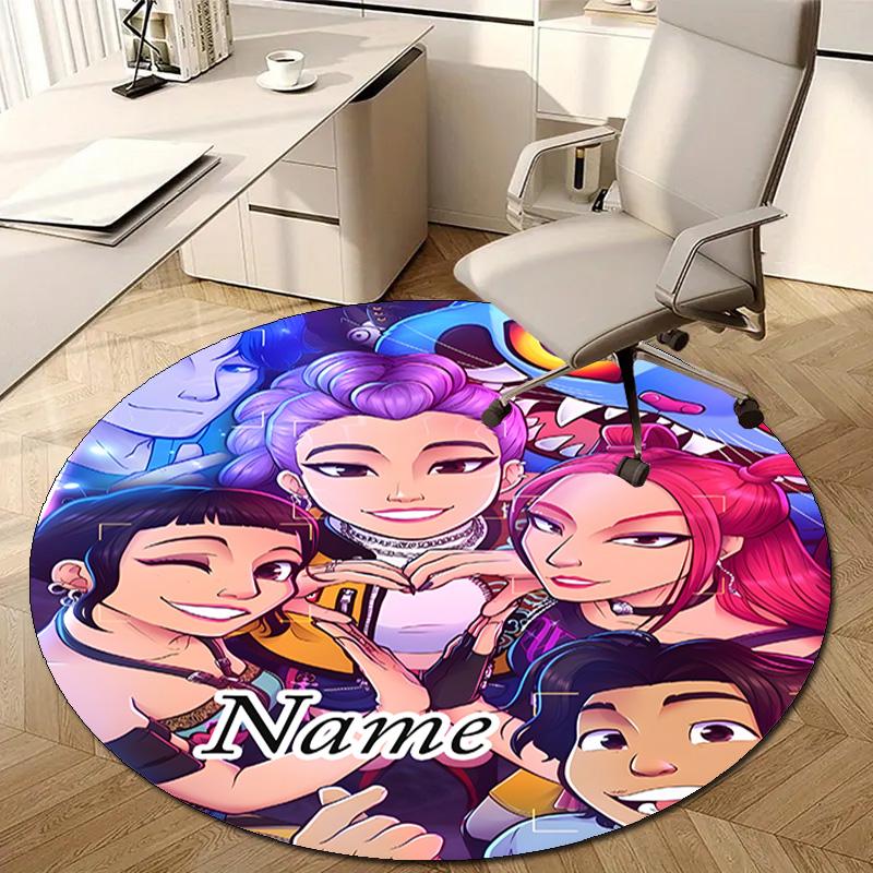 Personalized K-KPop Demon Hunters Round Chair Office Rug - Perfect for Mat, Office Chair & More - Ideal Gift for Birthdays and Holidays