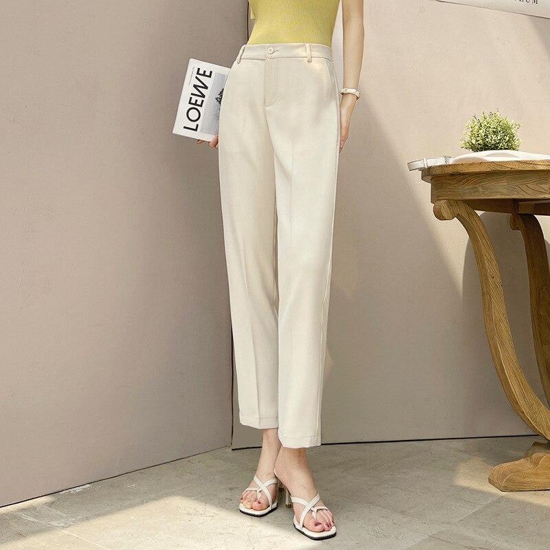 

Весенне-осенние модные элегантные облегающие прямые брюки с высокой талией, женские деловые брюки-карандаш, модные однотонные женские классические брюки XXXL жёлтый