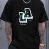 Summer Unisexs Cotton Los Angeles Letter Printed Fashionable Casual Loose Sports Round Neck Short Sleeved Tshirt Top