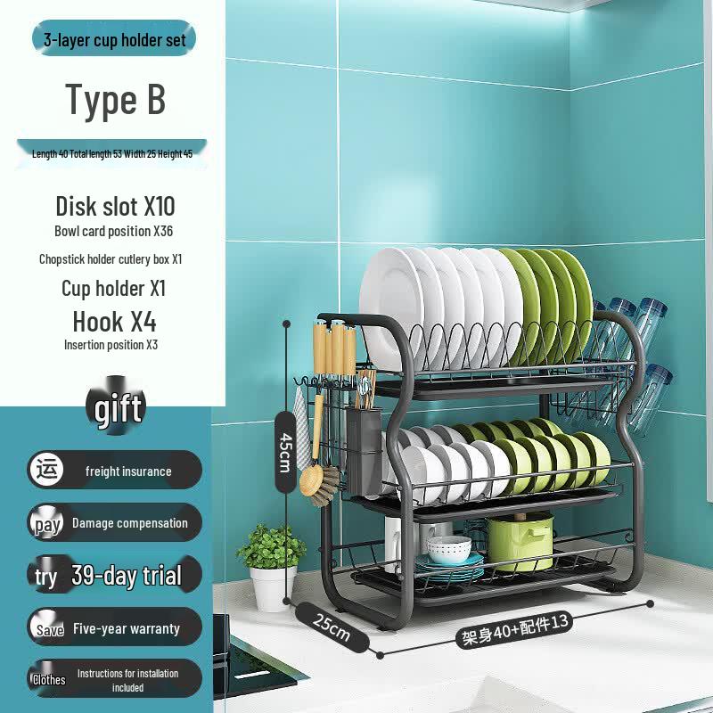 Multi-functional Kitchen Countertop Dish Drying Rack