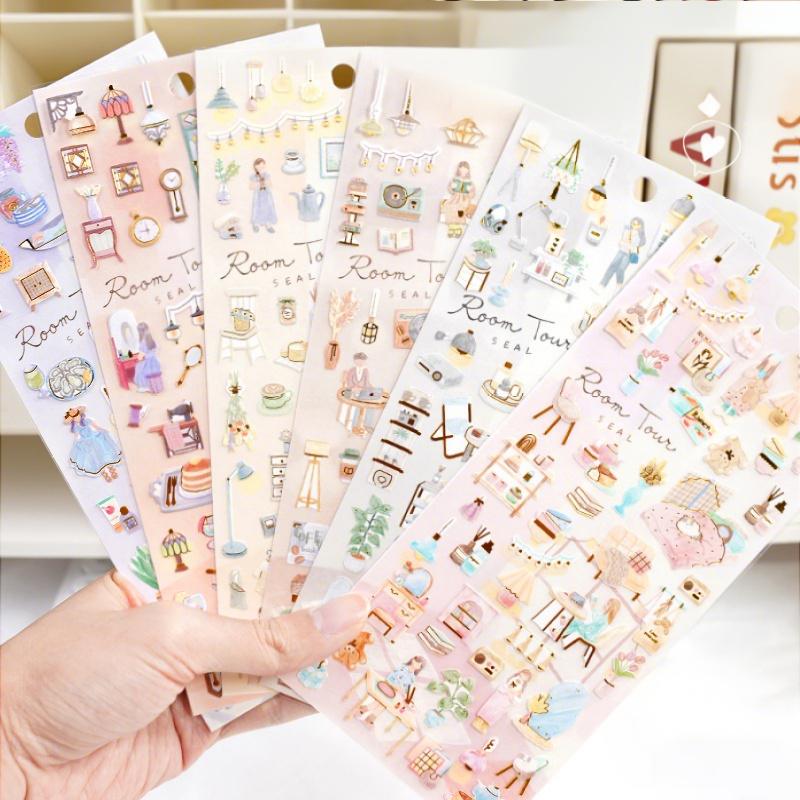 

3/6Sheets Girls Daily Life Stickers Scrapbooking Diy Journal Stationery Sticker Sheet Aesthetic Decor Art Supplies Gift random 3pcs