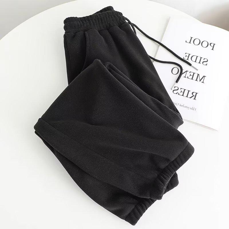 Pantaloni de trening din fleece dublu față pentru bărbați - Mărimi mari, Căptușiți cu catifea, Groși, cu manșete, Sportivi, Casual