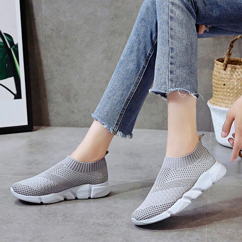 Fashion Rimocy Spring Summer Knitting Sneakers Women Light Breathable Mesh Flats Woman Non-slip Soft Bottom Casual Socks Shoes 2025
