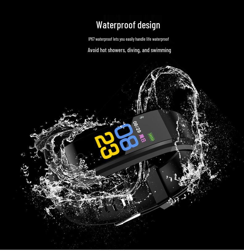 115Plus Smart Armband: Farbdisplay Fitness Tracker mit Herzfrequenz- und Blutdruckmonitor, Schrittzähler, Unisex