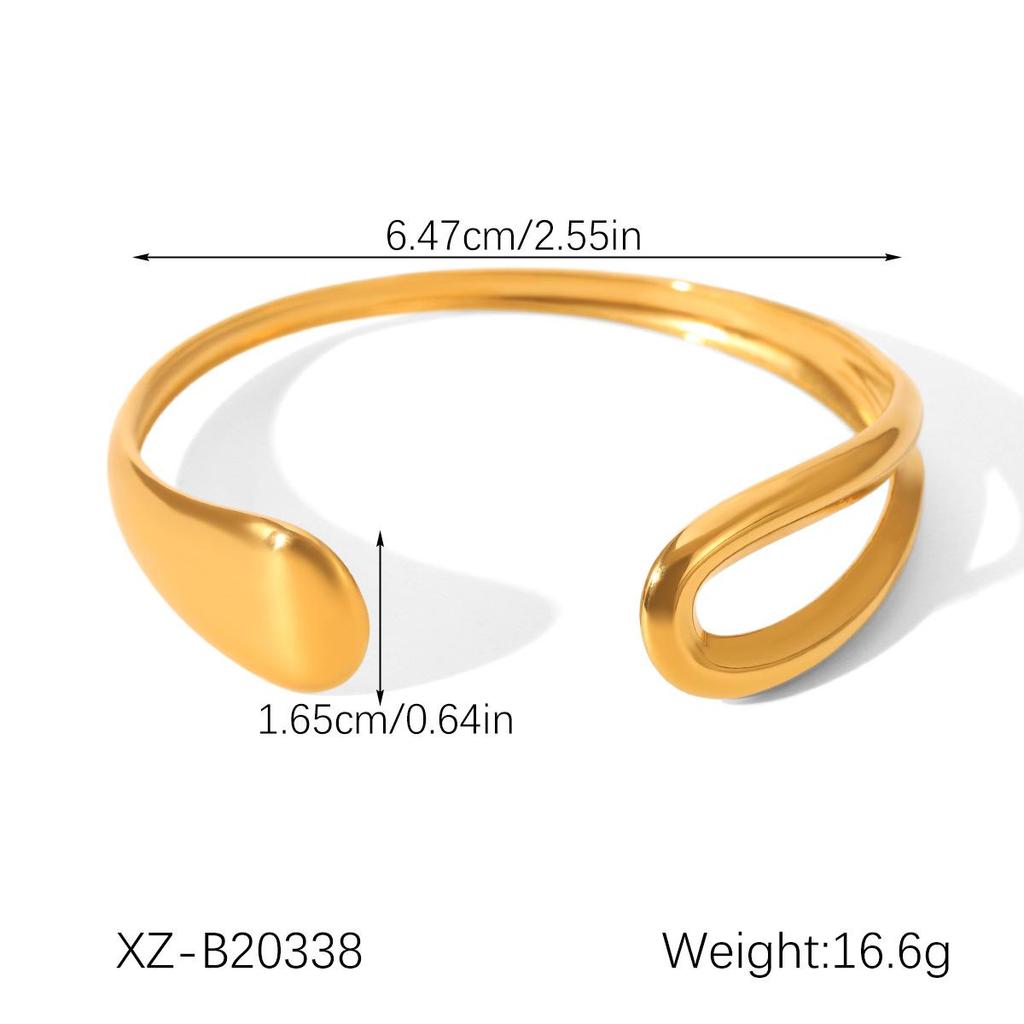 European & American Style Exaggerated Gold Stainless Steel Open Bracelet - High-End Titanium Steel Jewelry