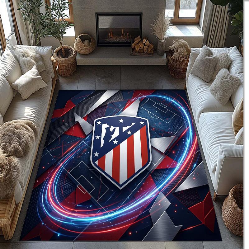 Atletico Madrid Printed Flannel Area Rug Non Slip Soft Polyester Floor Carpet Indoor Decor Mat for Bedroom Living Room Sofa Game Room Home Decoration
