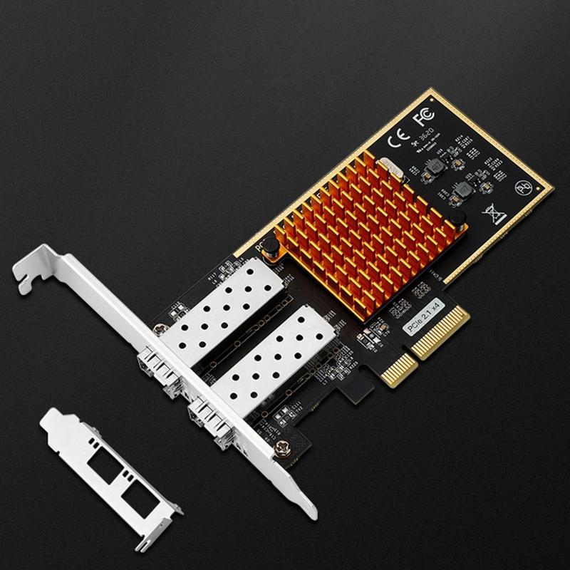 Port PCIe thernet Server pter 2 SFP PCI-E cal Fiber k Card with Aluminum Heatsink