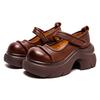 Fashion GKTINOO Retro Thick Soled Pumps Genuine Leather Wedges Shoes 2025 New Round Toe Versatile Women's Platform Shoes