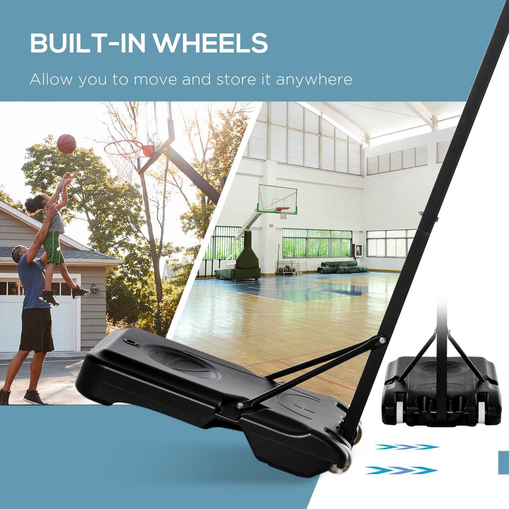Basketball Hoop Outdoor Portable Basketball Hoop And Stand With Weighted Base Portable On Wheels 1.55 2.1M For Teens