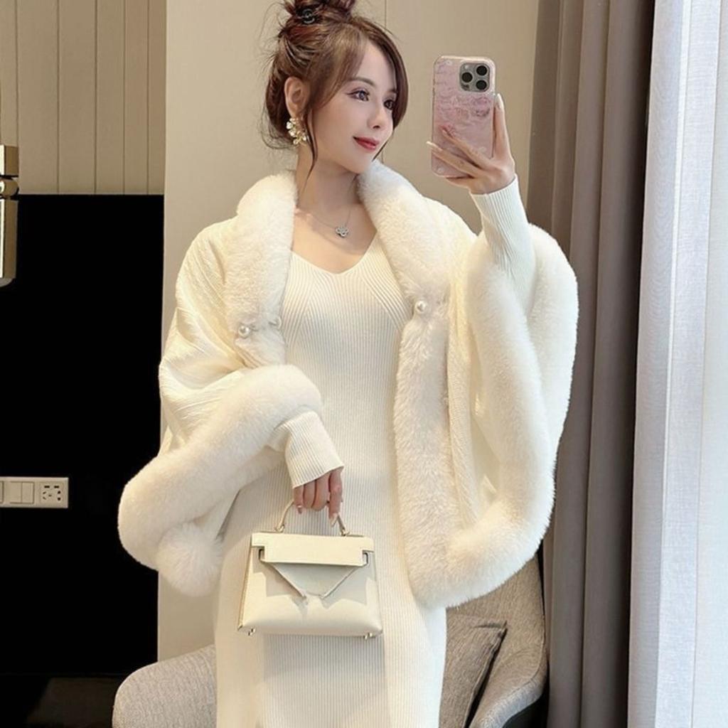 Plush and Thickened New Cape, Shawl, Qipao Temperament, High-end Autumn and Winter Warm Jacket, Plush