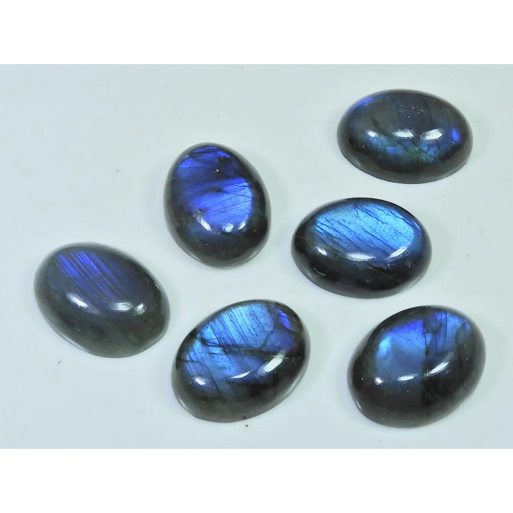 15X20MM Natural Labradorite Blue Fire Oval Cabochon Loose Gemstone 06Pcs Lot C-1065