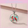 Colorful Cardinal And Ladybug Pattern Glass Pendant Necklace For Unique Style