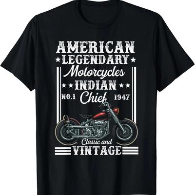 Vintage Patriotic Motorcycle Indian Bike Enthusiast Biker T-Shirt