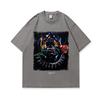 American Street T-Shirt Dog Head Rose Digital Direct Injection Printing Washing Water Cotton Short Sleeve T-Shirt Men