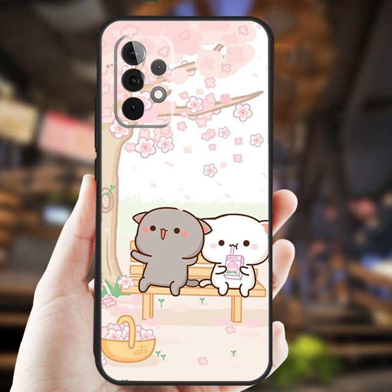 Peach And Goma Mochi Cat Case For Samsung Galaxy A54 A34 A24 A14 A12 A32 A52 A51 A71 A50 A70 A13 A33 A53 A52S Coque