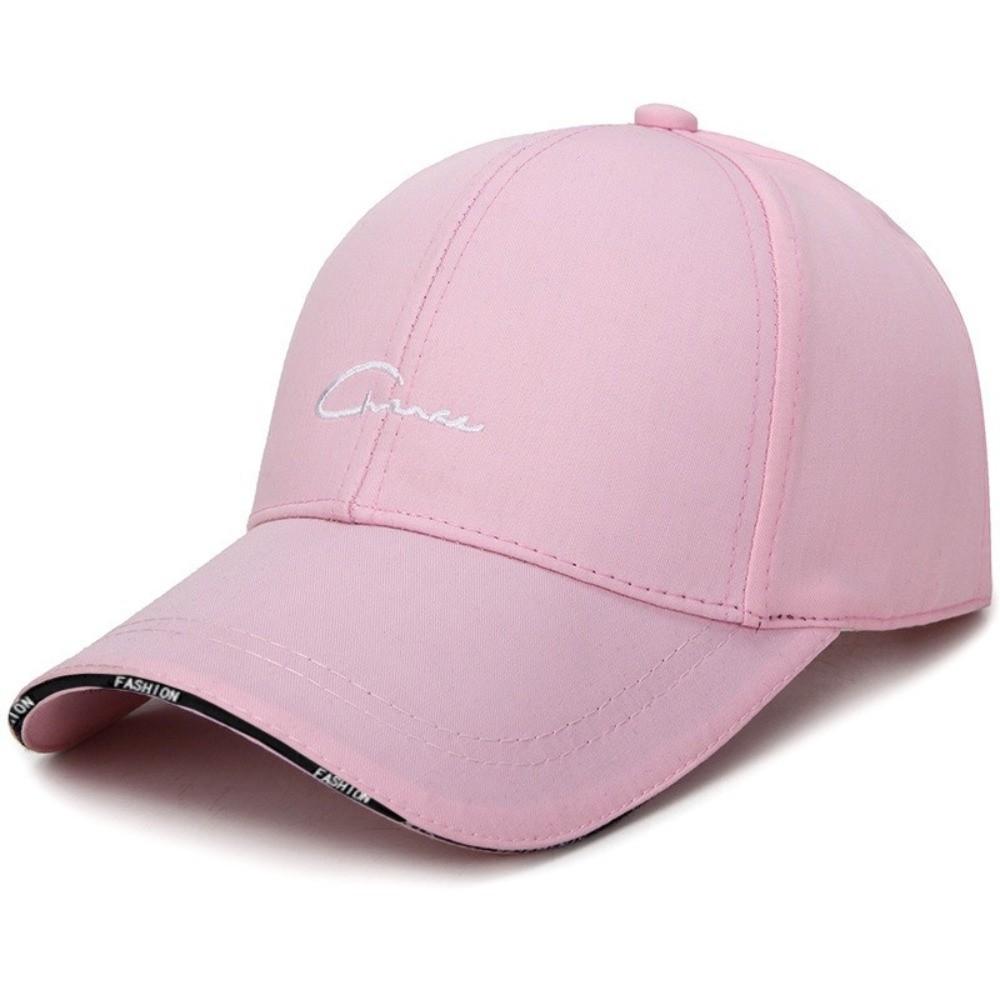 Fashion Letter Embroidered Baseball Cap Adjustable Wide Brim Peaked Cap Breathable Solid Color Sun Hat Summer