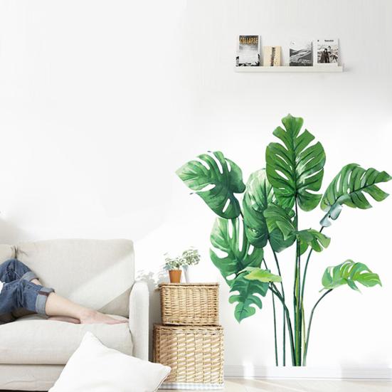 Tropische Pflanzenblätter, abnehmbarer Wandaufkleber für Wohnzimmer, Hintergrund