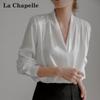 La Chapelle Women's V-Neck Satin Blouse