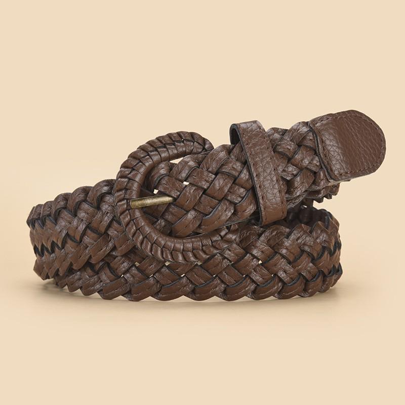 No-hole Vintage Braided Pin Buckle Belt, High Quality PU Belt, Unisex Casual Jeans Belt, Daily Commute All-match Waistband