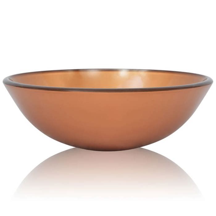 Lavabo en verre trempé - VIDAXL - 42 cm - Marron - A poser - Rond
