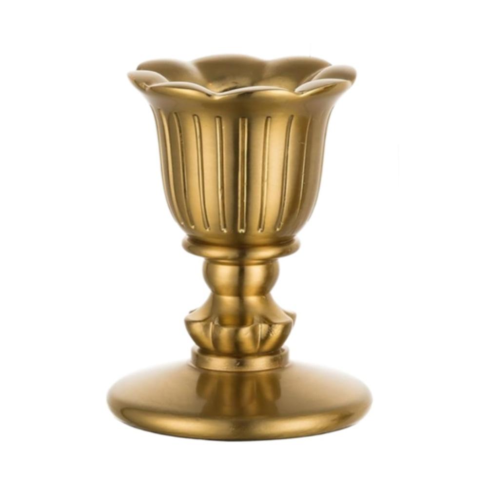 Vintage Gold Metal Candle Holder With Handle For Pillar Candles Wedding Party Home Dining Table Decor