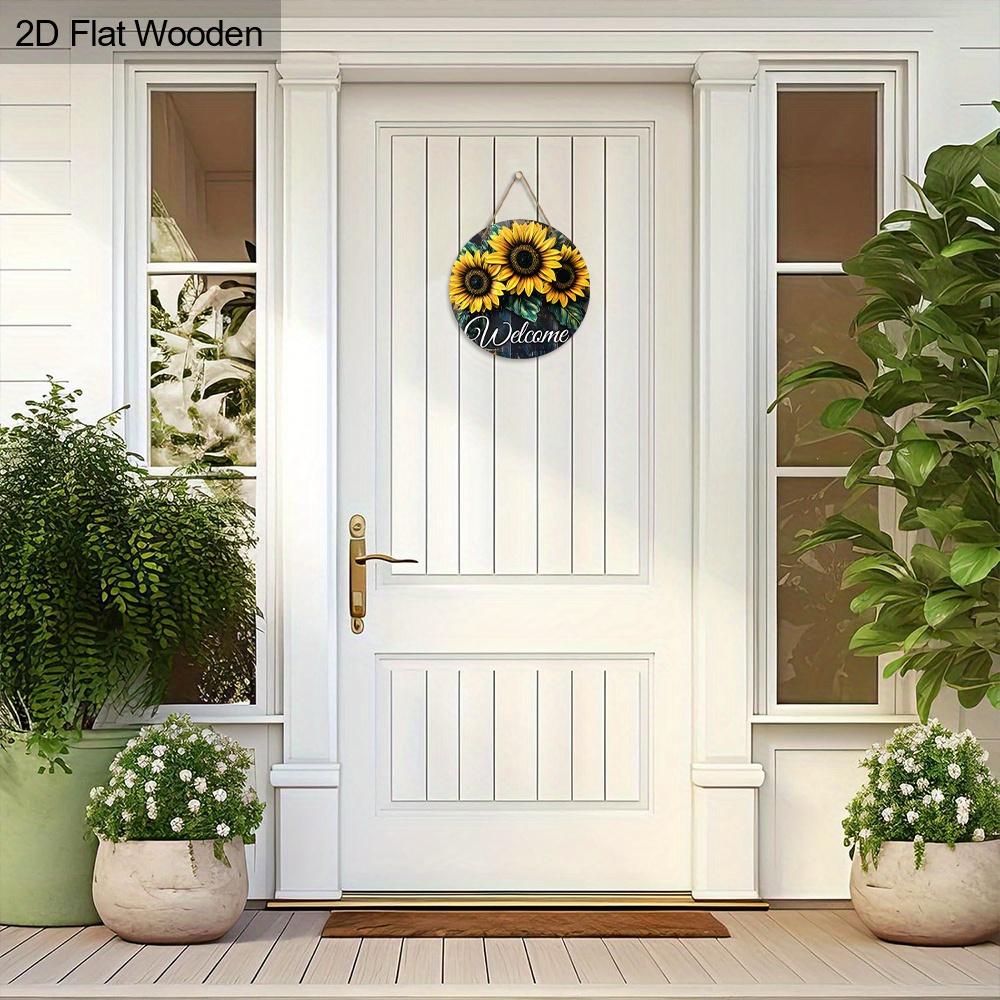 Rustic Wooden Welcome Sign with Sunflowers Pattern - Charming Decorative Plaque  - Ideal for Farmhouse, Front Door Decor - Party Decoration
