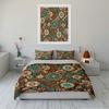 Floral Mandala Brown and Teal Bedding Set Bedding set (1 duvet cover, 2 pillowcases, duvet not included)