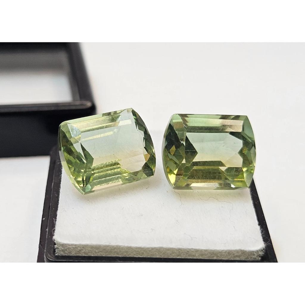 Natural Bi-Color Tourmaline Cushion For Earrings 14+ Ct Pair Fabulous Gemstone