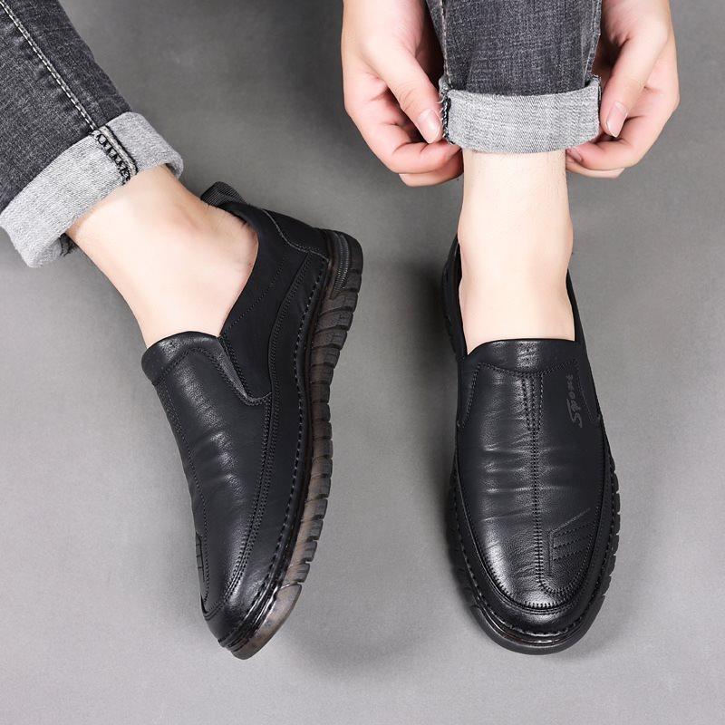 Men's Shoes Spring and Autumn Men's Casual Leather Shoes Men's Soft Soled Middle-aged Father Shoes