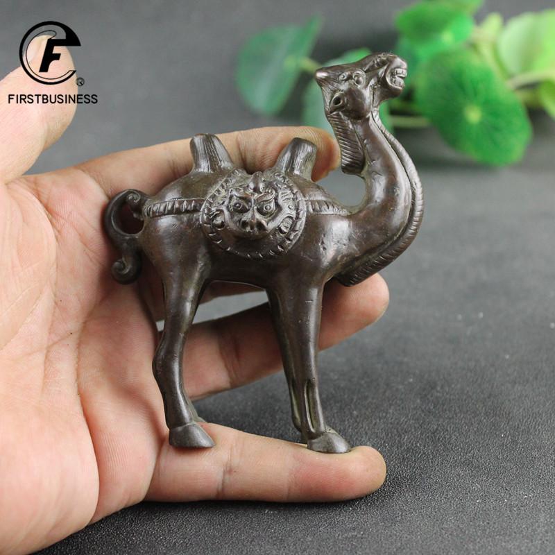 Silk Road Desert Camel Figurines Miniatures Pure Brass Retro Animal Statue Desk Decoration Ornaments Home Decor Sculpture Crafts