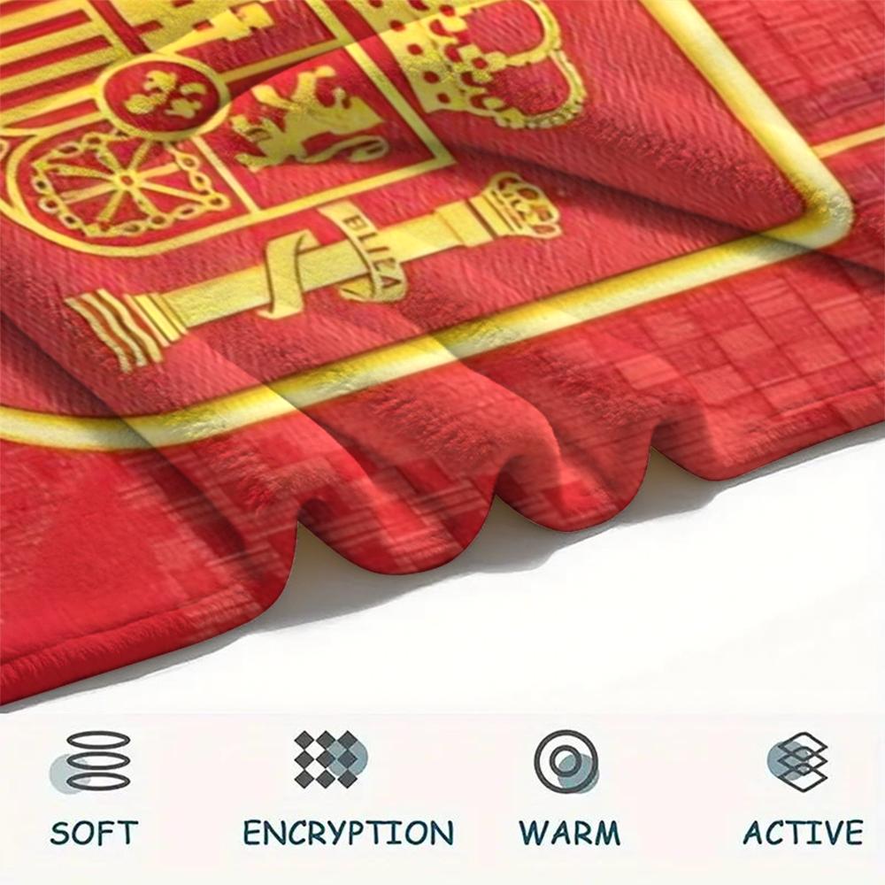 1PC Spain national FC Print Flannel Blanket, High quality Comfortable for All Seasons, Home Decor, Warmth and Comfort, Perfect for Christmas Gifts