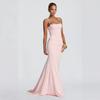 Damen Spaghettiträger Maxikleid Ärmellos Raffung Bodycon Formelles Abendkleid